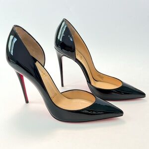 Christian Louboutin Iriza Black Patent Heels - Pristine Full Set - Size 37.5